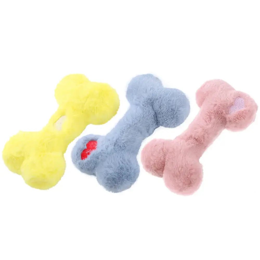 1PC Interactive Plush Squeaky Dog Toy - Heart & Bone Shapes, Durable Chew for Medium Breeds, Pet Playtime Accessory - AnimalEssentials