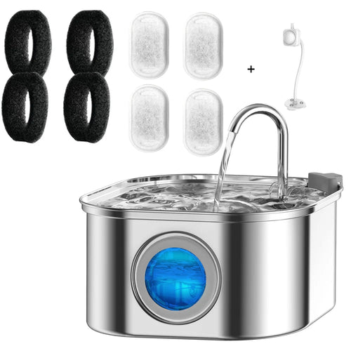 3.2L Cat Automatic Water Dispenser Pet Smart Induction Drinking Feeder USB With Filter Stainless Steel Dog Pet Function Bowl - AnimalEssentials