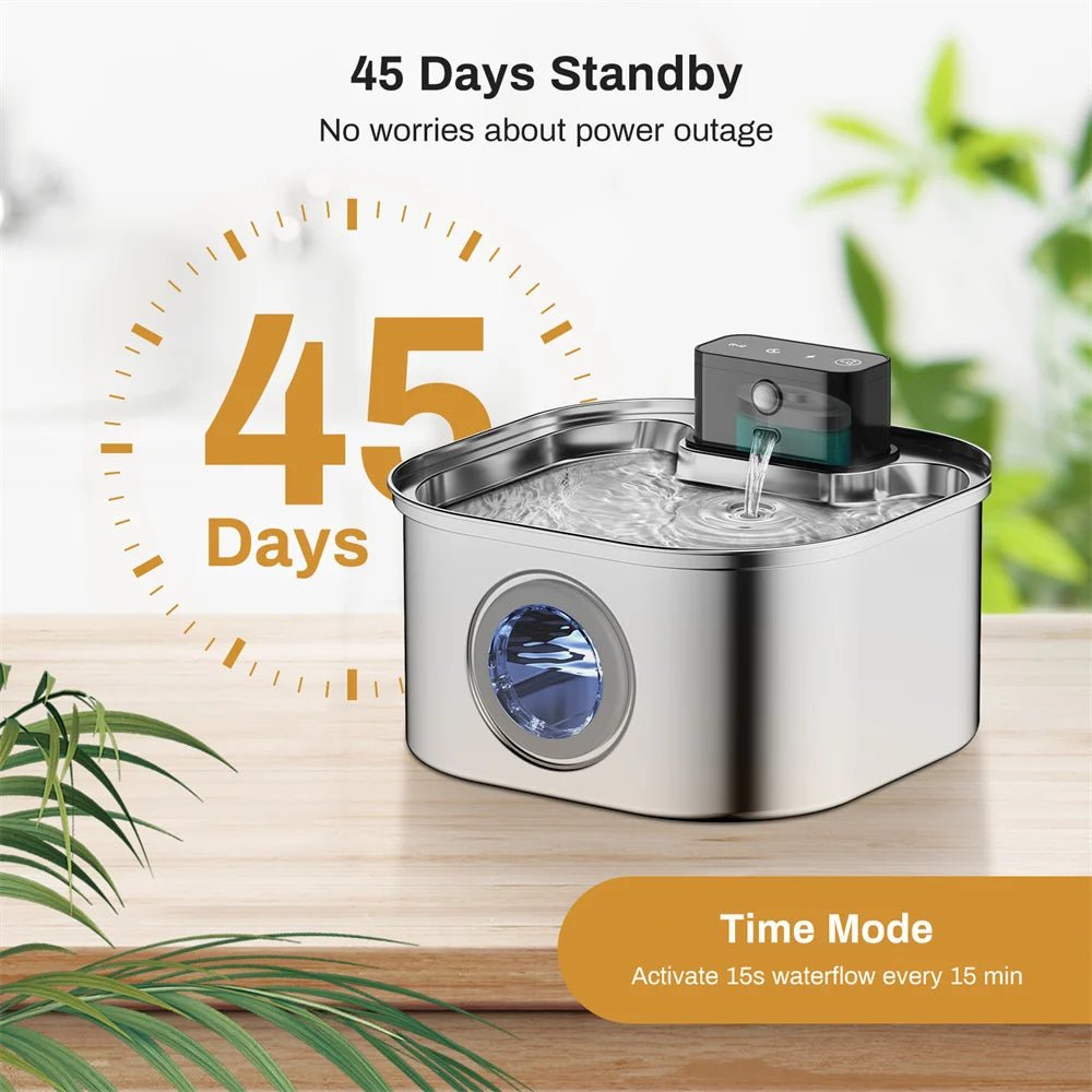 3.2L Cat Automatic Water Dispenser Pet Smart Induction Drinking Feeder USB With Filter Stainless Steel Dog Pet Function Bowl - AnimalEssentials