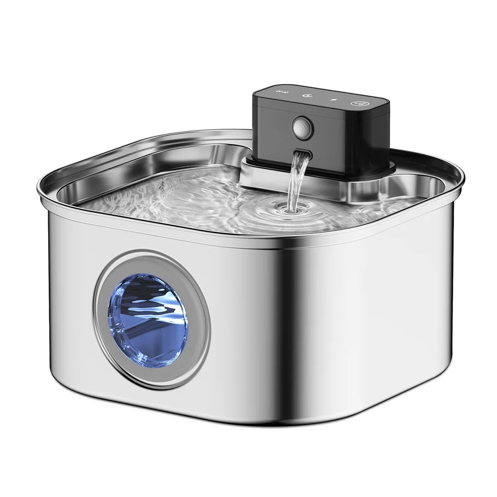 3.2L Cat Automatic Water Dispenser Pet Smart Induction Drinking Feeder USB With Filter Stainless Steel Dog Pet Function Bowl - AnimalEssentials