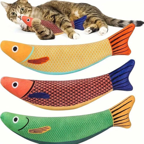 Cat Toy 3D Simulation Fish Catnip Toys Interactive Plush Kitten Cat Toy Pet Chew Bite Toys For Cats Pillowfish Pet Supplies - AnimalEssentials