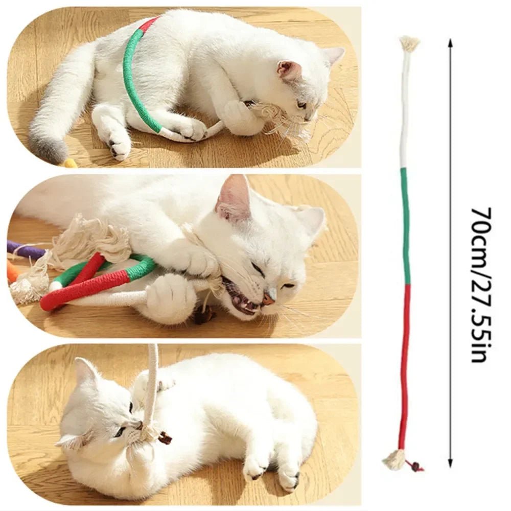 Cat Toys Interactive Molar Cotton Rope Toys Silvervine Cat Teaser Toy Clean Mouth Kitten Play Toy Pet Supplies Accessories - AnimalEssentials