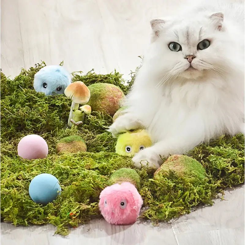 Interactive Ball Smart Cat Toys Plush Electric Catnip Training Toy Kitten Touch Sounding Pet Product Squeak Toy Ball - AnimalEssentials