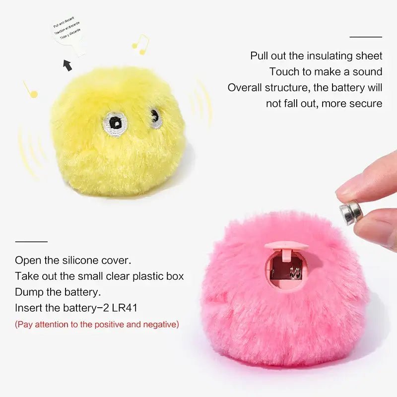 Interactive Ball Smart Cat Toys Plush Electric Catnip Training Toy Kitten Touch Sounding Pet Product Squeak Toy Ball - AnimalEssentials