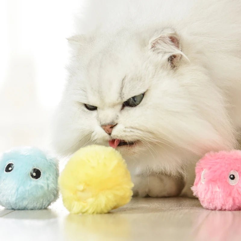 Interactive Ball Smart Cat Toys Plush Electric Catnip Training Toy Kitten Touch Sounding Pet Product Squeak Toy Ball - AnimalEssentials