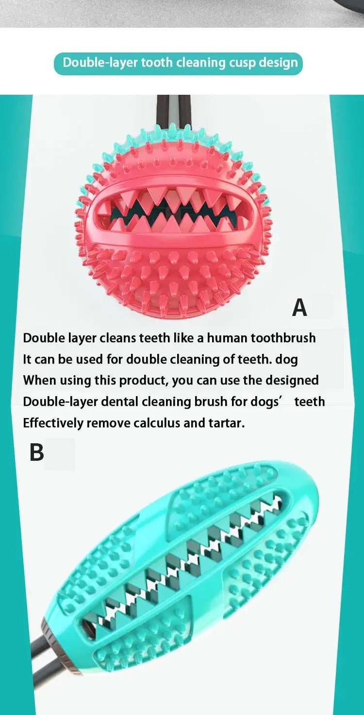 Interactive Suction Cup Dog Toy Large Dog Ball Toys Suction Cup Ropes Interactive Leaking Slow Feeder Chew Toy Toothing Clean - AnimalEssentials