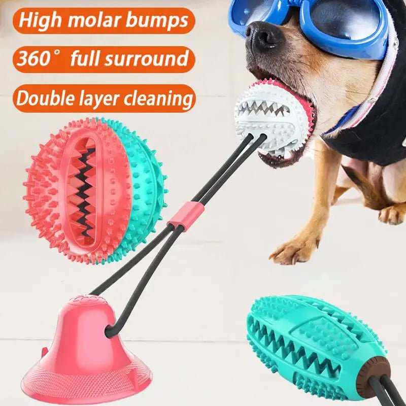 Interactive Suction Cup Dog Toy Large Dog Ball Toys Suction Cup Ropes Interactive Leaking Slow Feeder Chew Toy Toothing Clean - AnimalEssentials