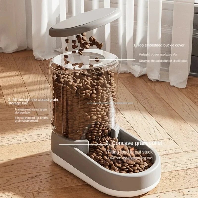 Pet Automatic Feeder Cat Food Bowl Things for Cats Puppy Bowl Feeding Watering Supplies Drinker Dog Food Storage Dispenser - AnimalEssentials