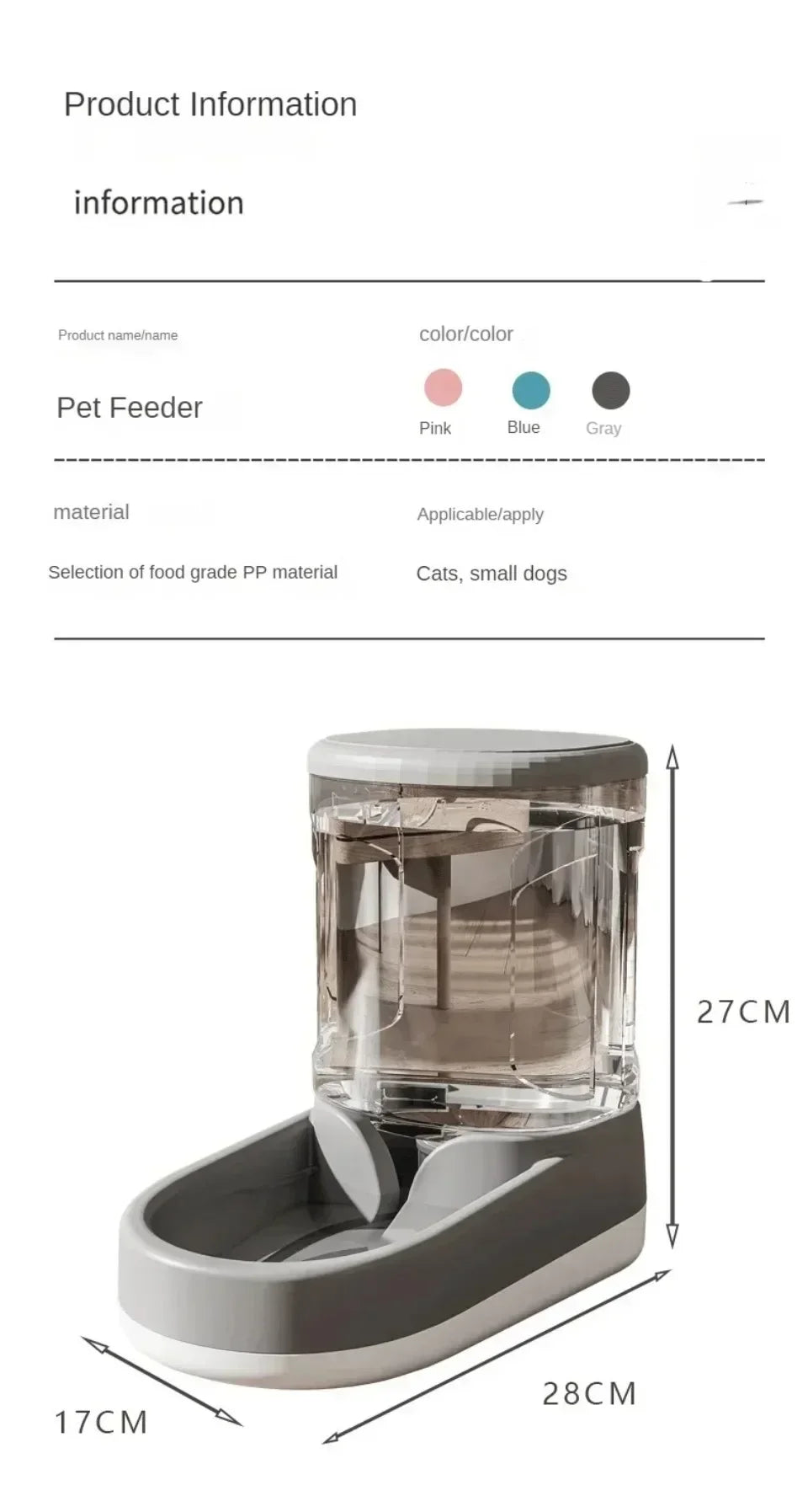 Pet Automatic Feeder Cat Food Bowl Things for Cats Puppy Bowl Feeding Watering Supplies Drinker Dog Food Storage Dispenser - AnimalEssentials