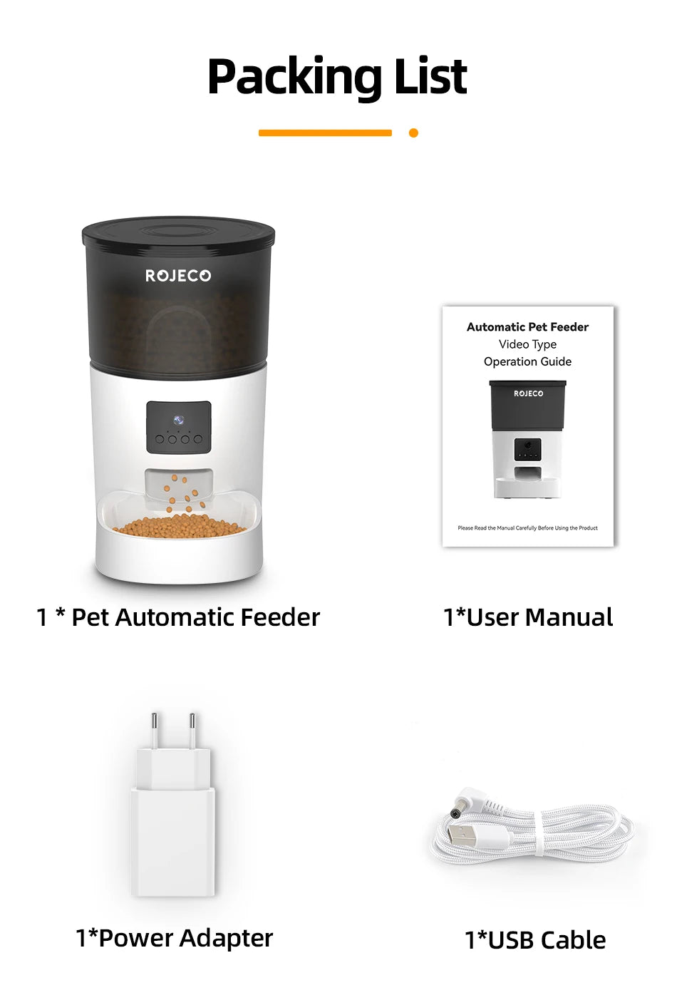 ROJECO Automatic Cat Feeder With Camera Video Cat Food Dispenser Pet Smart Voice Recorder Remote Control Auto Feeder For Cat Dog - AnimalEssentials