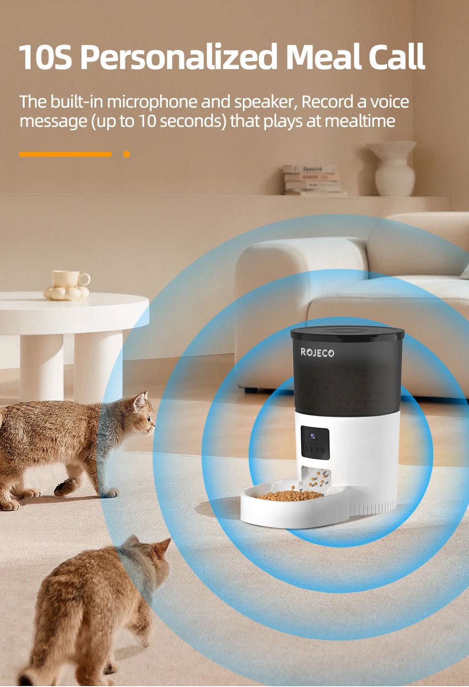 ROJECO Automatic Cat Feeder With Camera Video Cat Food Dispenser Pet Smart Voice Recorder Remote Control Auto Feeder For Cat Dog - AnimalEssentials