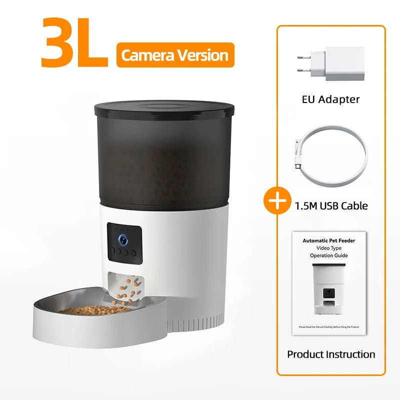 ROJECO Automatic Cat Feeder With Camera Video Cat Food Dispenser Pet Smart Voice Recorder Remote Control Auto Feeder For Cat Dog - AnimalEssentials