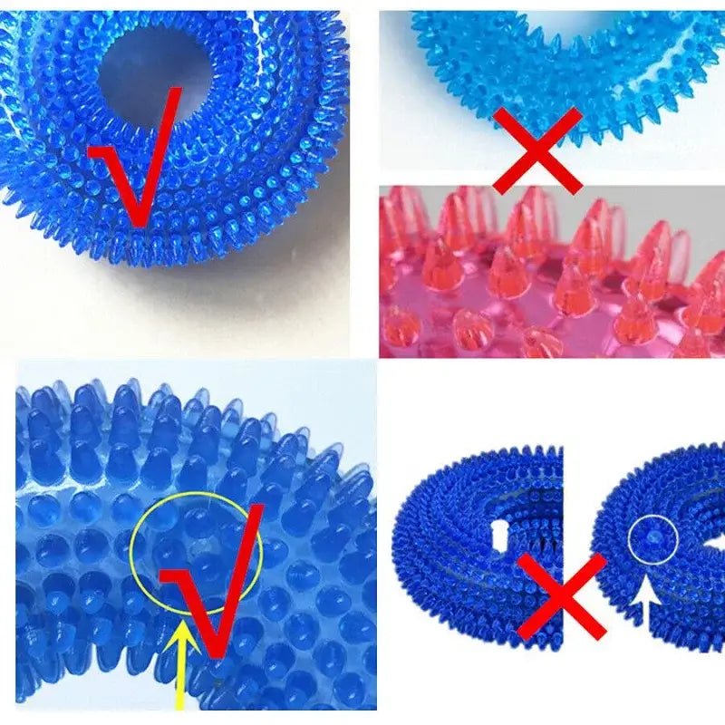 Squeaky Pet Dog Interactive Chew Toy Puppy Bite Resistant Thorn Barbed Tooth Cleaning Toy TPR Molar Chew Toys for Dogs - AnimalEssentials