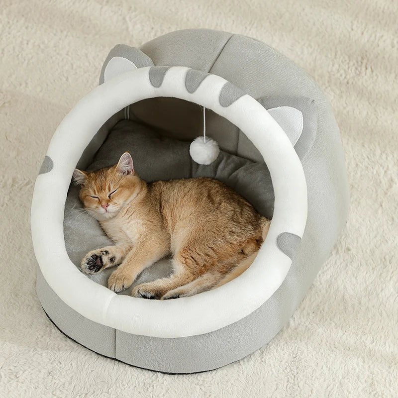 Super Cat Bed Warm Pet House Kitten Cave Cushion Cat House Warm Sleeping Dog Basket Tent Small Dog Mat Supplies Bed For Cats - AnimalEssentials