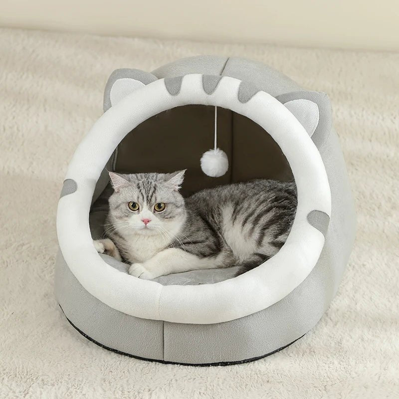 Super Cat Bed Warm Pet House Kitten Cave Cushion Cat House Warm Sleeping Dog Basket Tent Small Dog Mat Supplies Bed For Cats - AnimalEssentials